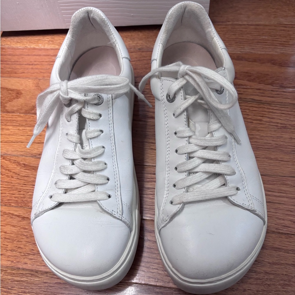 Birkenstock White Minimalist Sneakers with Textured Leather
